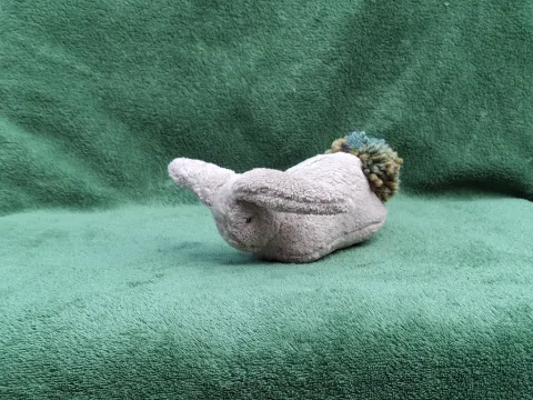 Small gray plush Rabbit from top