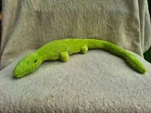 Big green plush Lizard from side